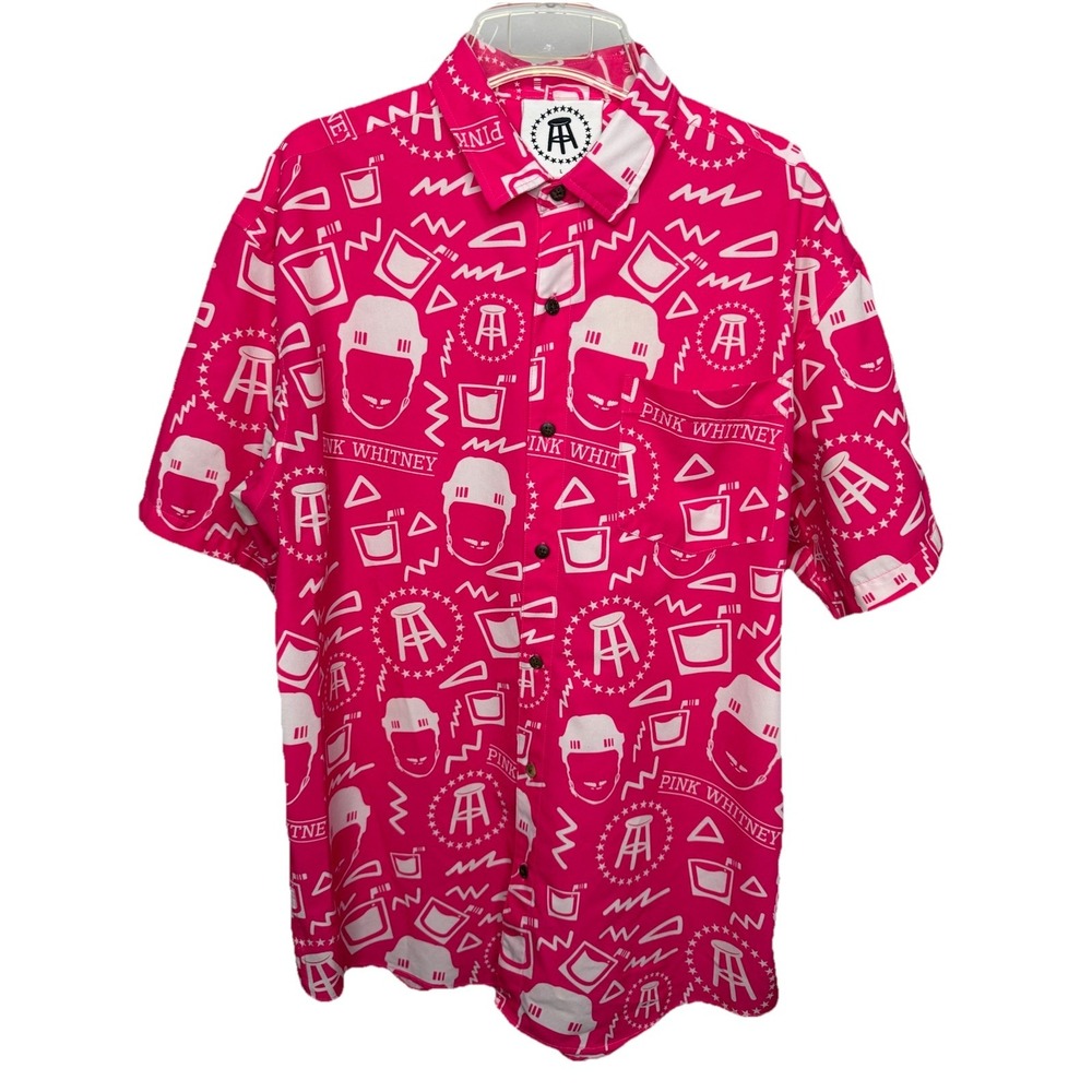 Pink Whitney Barstool Sports TropicalBros Mens Large Pink Button Down Shirt - Picture 2 of 11